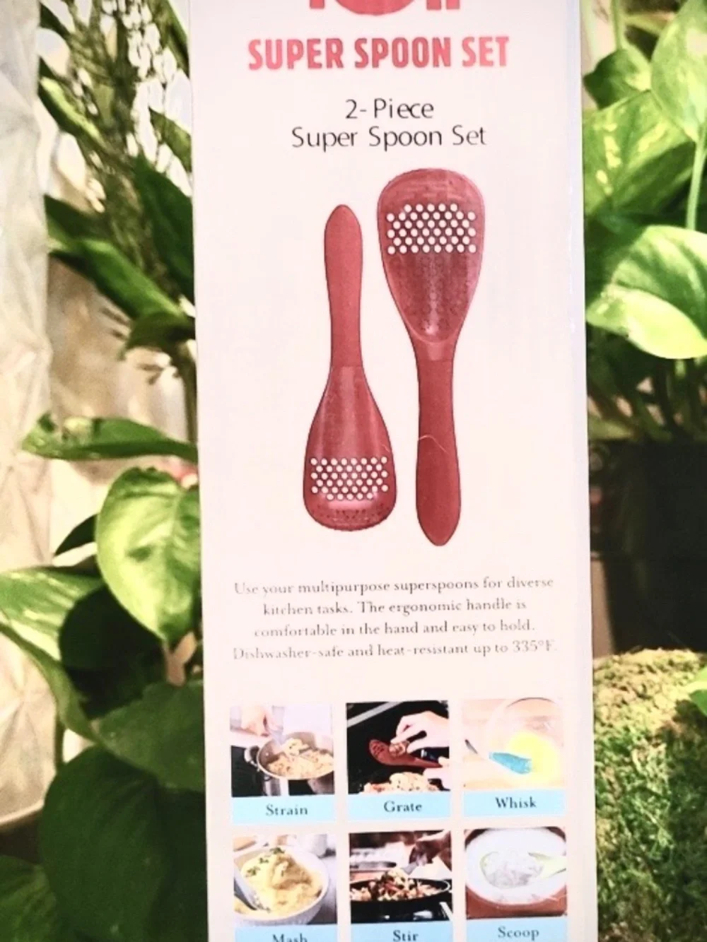 New in Box Mad Hungry Set of Two Super Spoons 9” and 11” Silicone Handles Red
